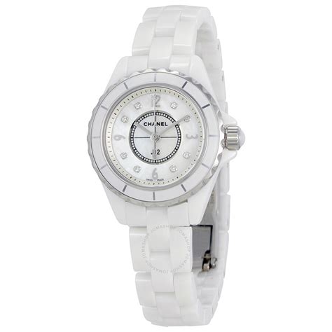 chanel j12 mother of pearl white ceramic ladies watch h2570